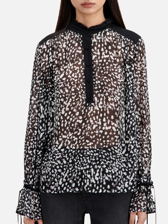 The Kooples Tops - The Kooples Black and White Printed Long Sleeve Blouse